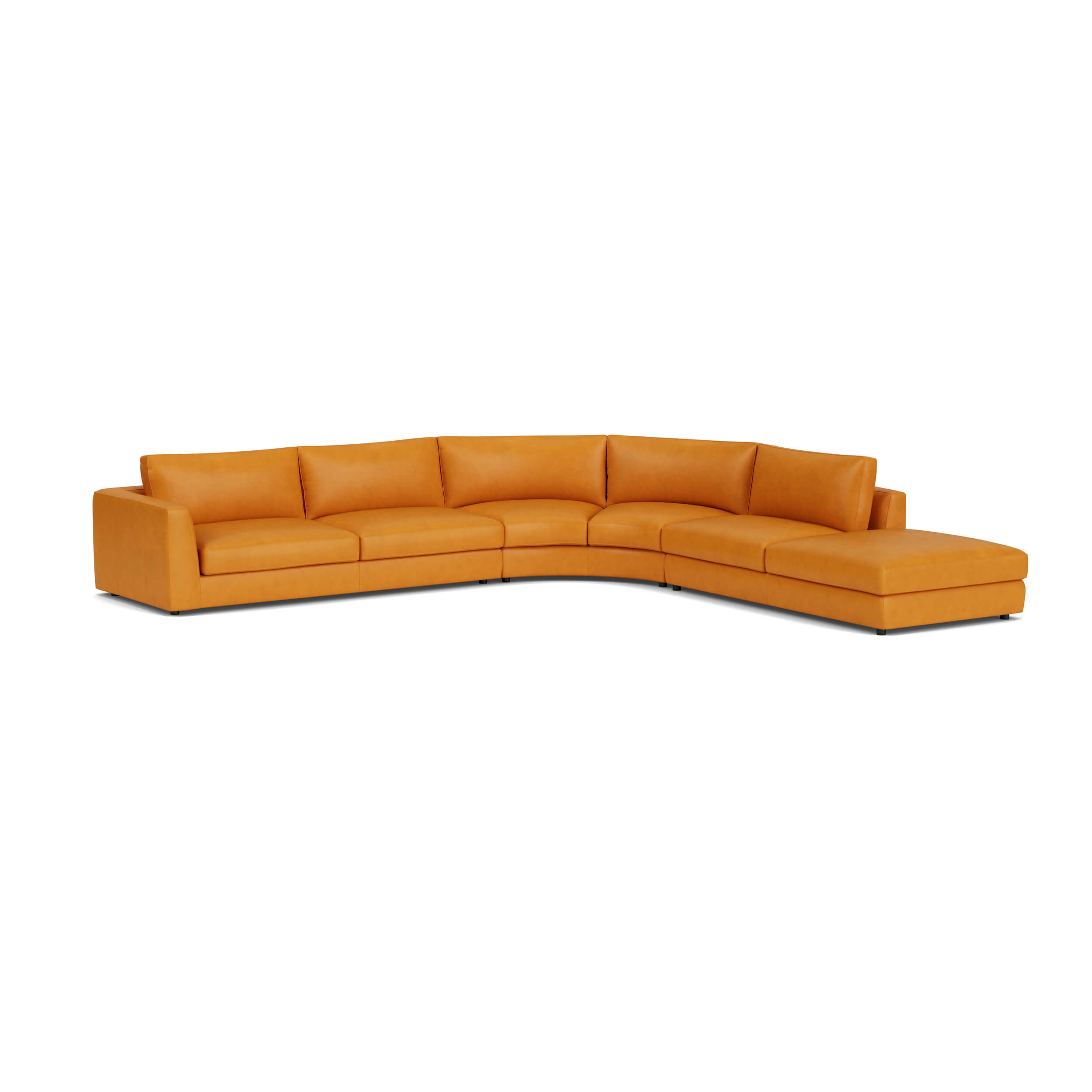 Cello 3-Piece Sectional Sofa with Round Corner - Leather